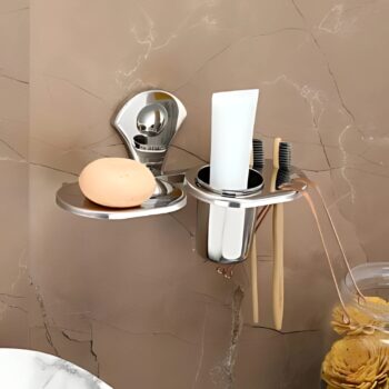Stainless Steel Soap Dish with Tumbler Holder/Soap Case with Toothbrush Stand/Soap Stand/Tooth Brush Holder/Bathroom Accessories