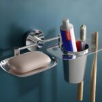 stainless steel 3 in 1 Soap Dish with Tumbler Holder/Soap Stand/Tooth Brush Holder/Bathroom Accessories