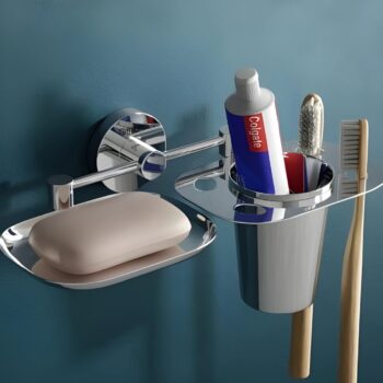 stainless steel 3 in 1 Soap Dish with Tumbler Holder/Soap Stand/Tooth Brush Holder/Bathroom Accessories