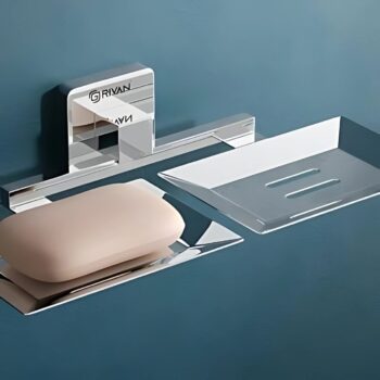 Stainless Steel Square Shape Double Soap Dish l Soap Case I Soap Holder I Soap Stand Corrosion Free Double Soap Holder with Chrome Finish