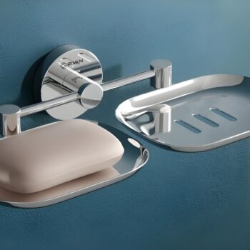 Stainless Steel Round Shape Double Soap Dish l Soap Case I Soap Holder I Soap Stand Corrosion Free Double Soap Holder with Chrome Finish
