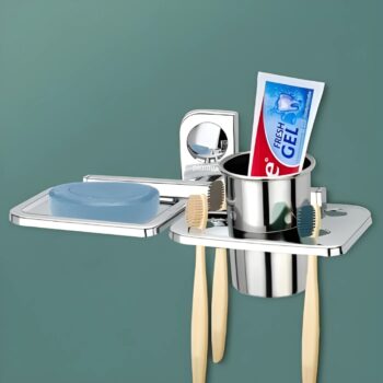 Stainless Steel 2 in1 Soap Dish with Tumbler Holder/Soap Holder/Bathroom Accessories - Chrome